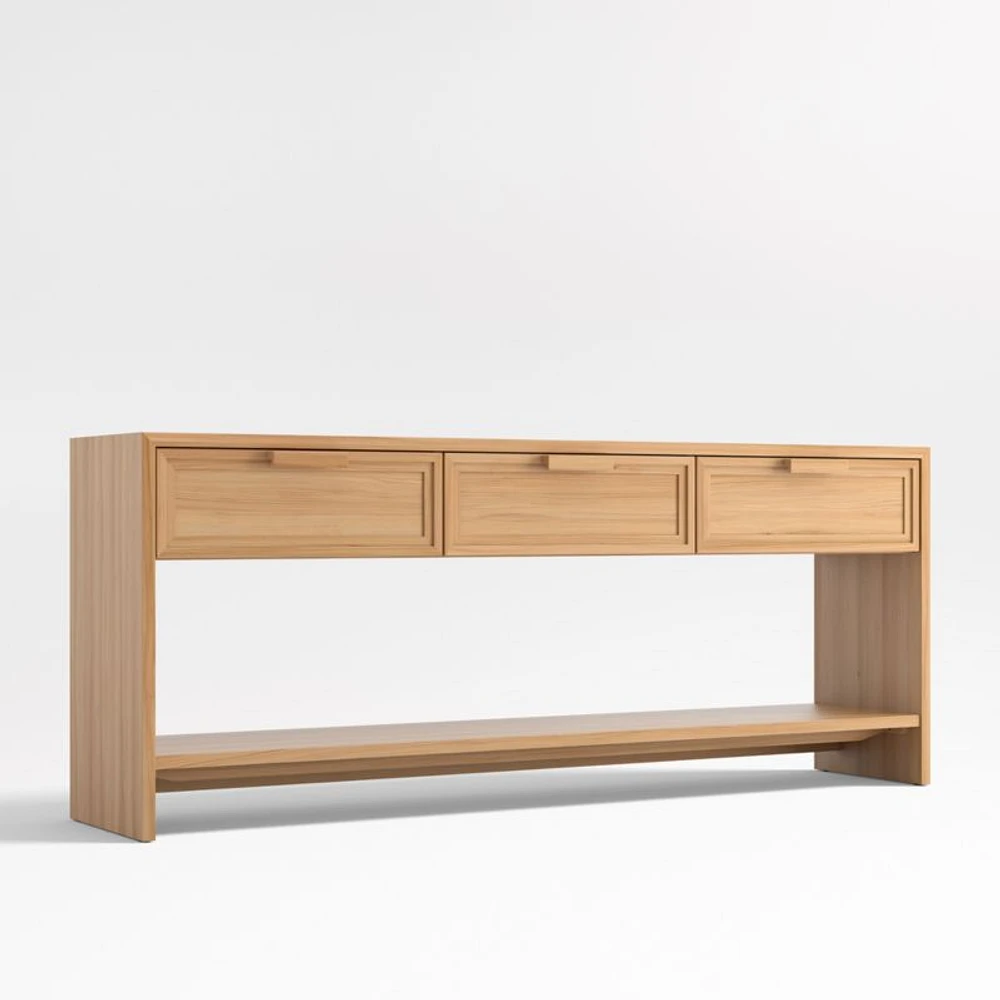 Calypso 72" Rectangular Natural Wood Storage Console Table