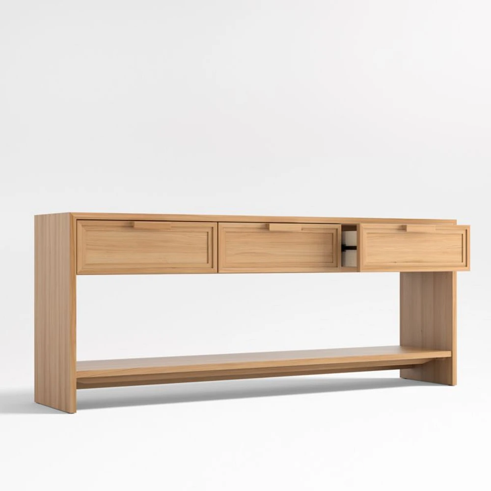 Calypso 72" Rectangular Natural Wood Storage Console Table
