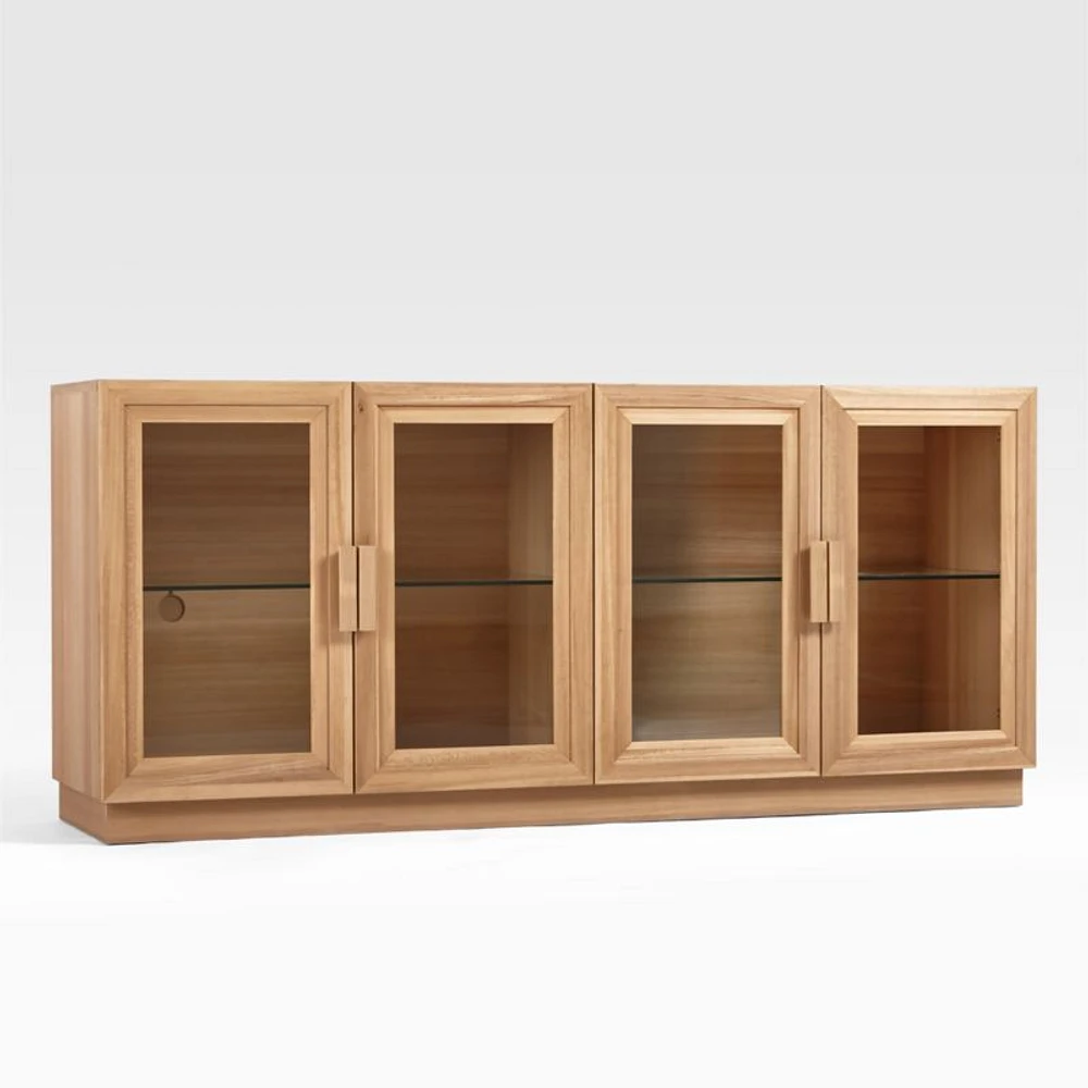 Calypso 72" Elm Natural Wood Storage Media Console with Glass Doors
