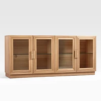 Calypso 72" Elm Natural Wood Storage Media Console with Glass Doors