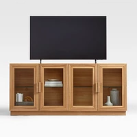 Calypso 72" Elm Natural Wood Storage Media Console with Glass Doors