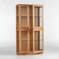 Calypso Glass and Natural Wood Storage Cabinet
