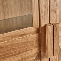 Calypso Glass and Natural Wood Storage Cabinet