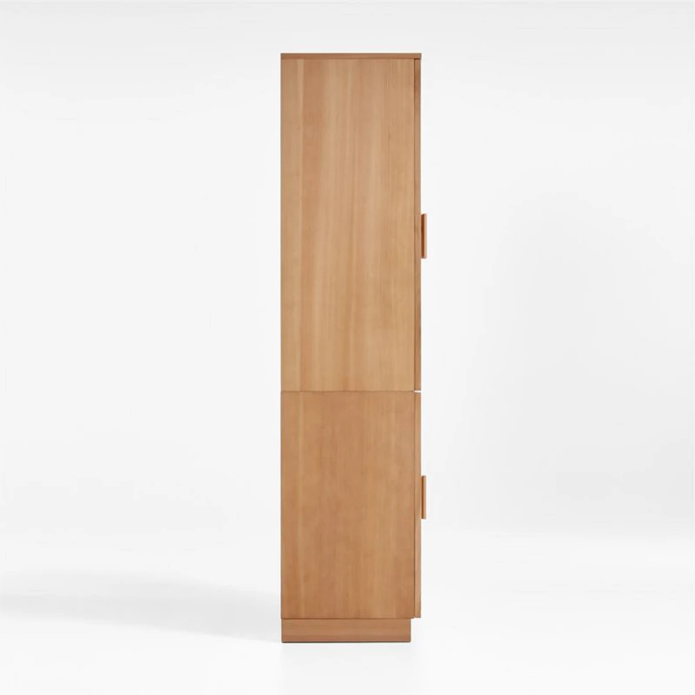 Calypso Natural Elm Modular Wood-Door Base and Glass-Door Bookshelf Hutch
