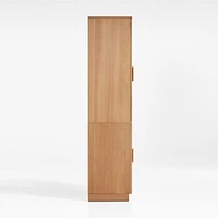 Calypso Natural Elm Modular Wood-Door Base and Glass-Door Bookshelf Hutch