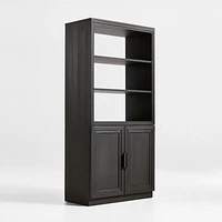 Calypso Black Wood Modular Elm Wood-Door Base and Bookshelf Hutch