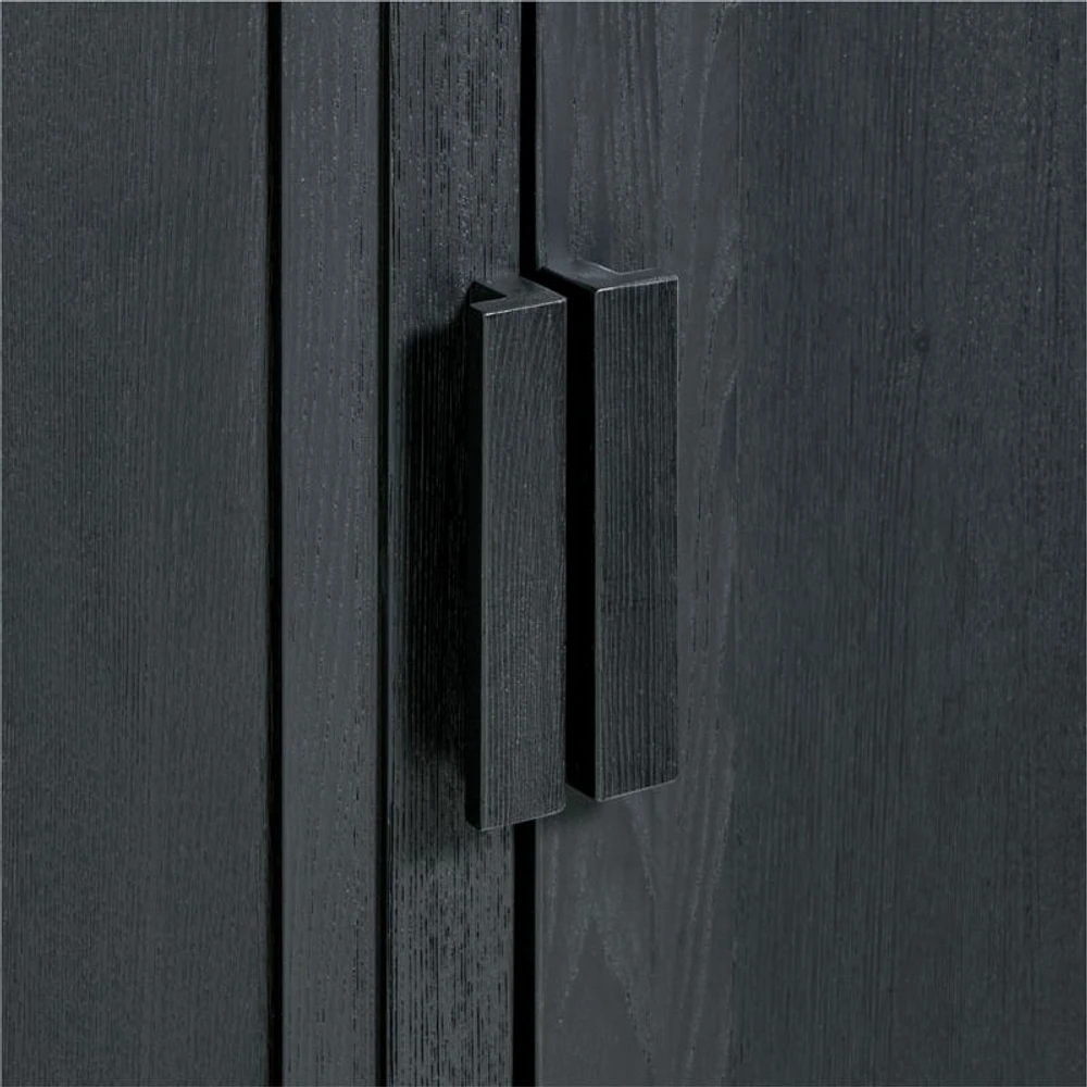 Calypso Black Wood Modular Elm Wood-Door Base and Bookshelf Hutch