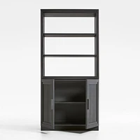 Calypso Black Wood Modular Elm Wood-Door Base and Bookshelf Hutch