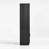 Calypso Black Wood Modular Elm Wood-Door Base and Bookshelf Hutch