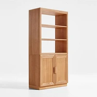 Calypso Natural Elm Modular Wood-Door Base and Bookshelf Hutch