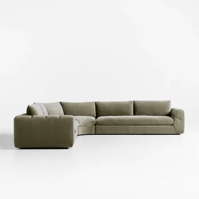 Cambria Green Velvet 3-Piece Wedge Sectional Sofa