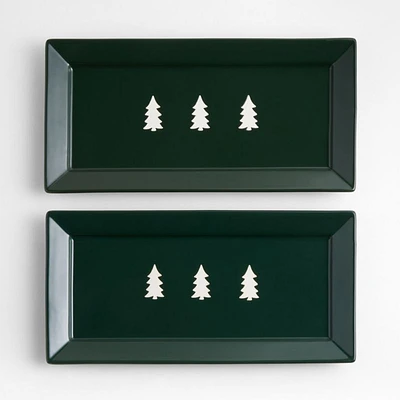 Cambridge Holiday Trees Green Platters, Set of 2