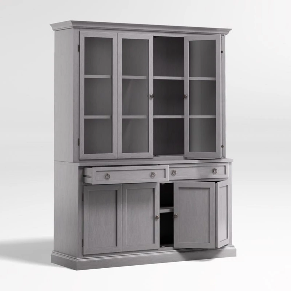 Cameo Dove Grey 2-Piece Entertainment Center with Wood and  Glass Doors
