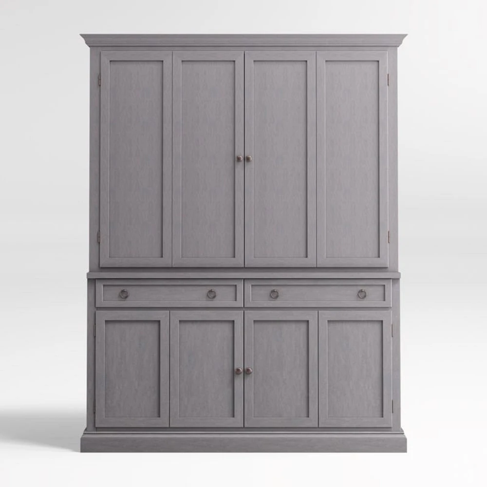 Cameo Dove Grey 2-Piece Entertainment Center with Wood Doors