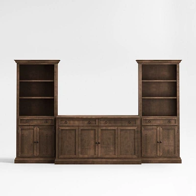 Cameo Nero Noce 3-Piece Entertainment Center with Storage Bookcases