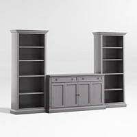 Cameo Dove Grey 3-Piece Entertainment Center with Open Bookcases
