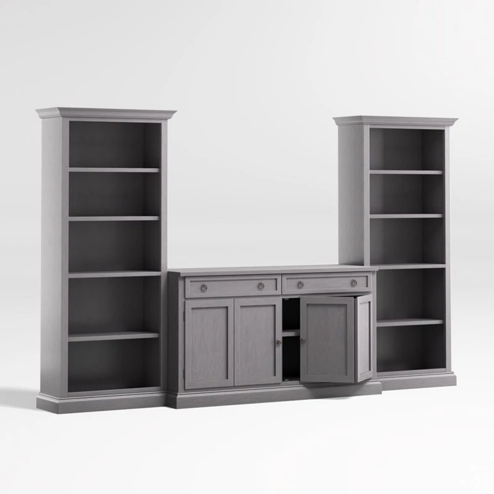 Cameo Dove Grey 3-Piece Entertainment Center with Open Bookcases