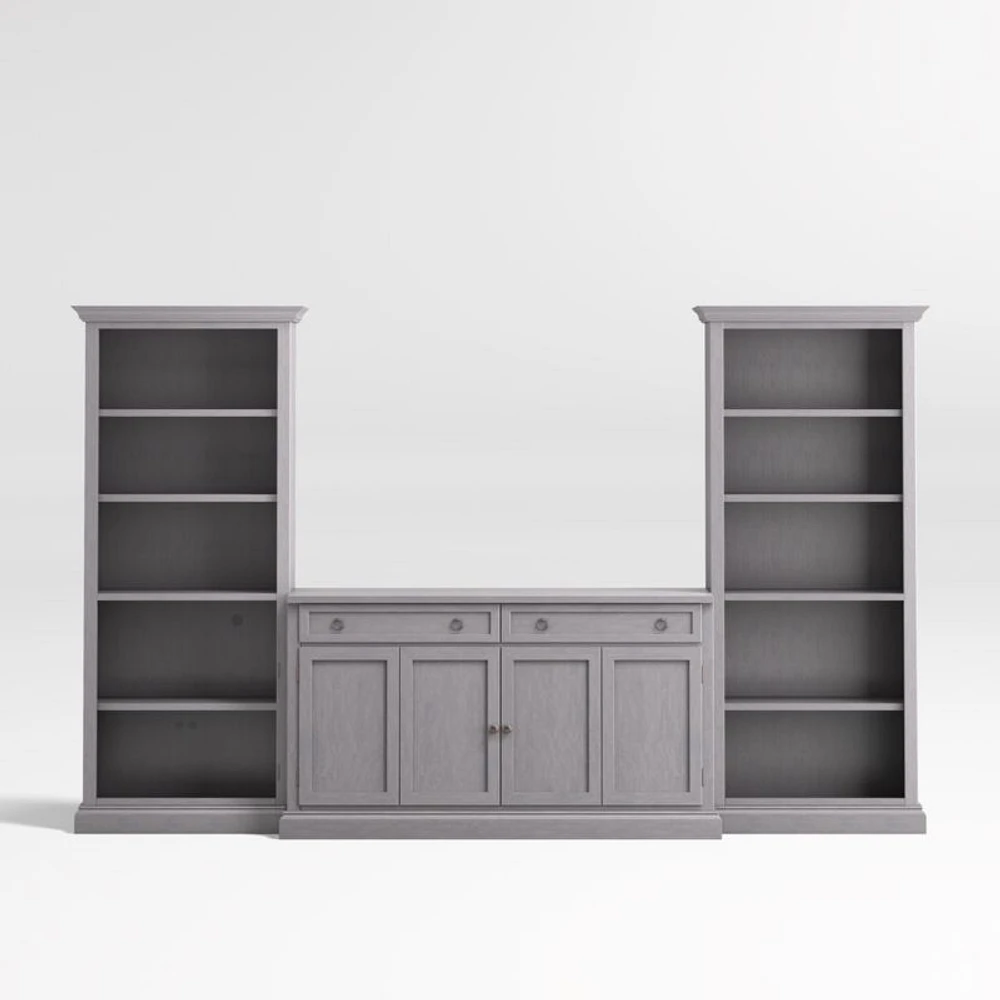 Cameo Dove Grey 3-Piece Entertainment Center with Open Bookcases