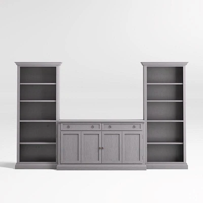 Cameo Dove Grey 3-Piece Entertainment Center with Open Bookcases