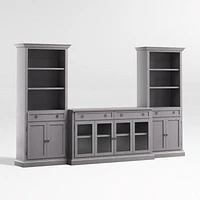 Cameo Dove Grey 3-Piece Glass Door Entertainment Center with Storage Bookcases