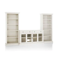 Cameo Dama 3-Piece Glass Door Entertainment Center with Open Bookcases