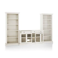 Cameo Dama 3-Piece Glass Door Entertainment Center with Open Bookcases