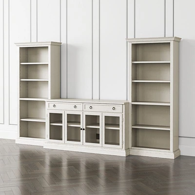 Cameo Dama 3-Piece Glass Door Entertainment Center with Open Bookcases