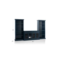 Cameo Indigo 3-Piece Glass Door Entertainment Center with Open Bookcases