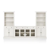 Cameo Dama 3-Piece Glass Door Entertainment Center with Storage Bookcases