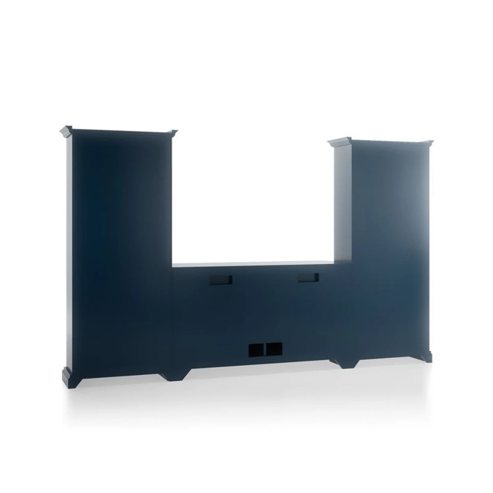 Cameo Indigo 3-Piece Glass Door Entertainment Center with Storage Bookcases