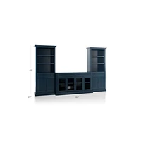 Cameo Indigo 3-Piece Glass Door Entertainment Center with Storage Bookcases