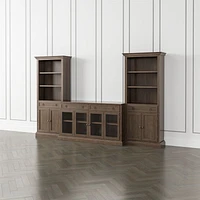 Cameo Pinot Lancaster 3-Piece Glass Door Entertainment Center with Storage Bookcases