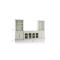 Cameo Vamelie 3-Piece Glass Door Entertainment Center with Storage Bookcases