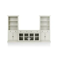 Cameo Vamelie 3-Piece Glass Door Entertainment Center with Storage Bookcases