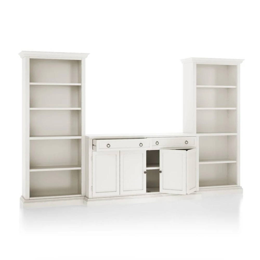 Cameo Dama 3-Piece Entertainment Center with Open Bookcases