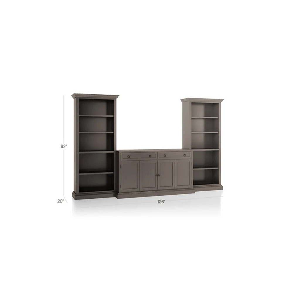 Cameo Grigio 3-Piece Entertainment Center with Open Bookcases