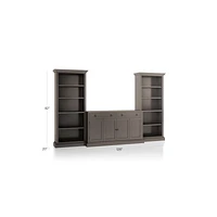 Cameo Grigio 3-Piece Entertainment Center with Open Bookcases