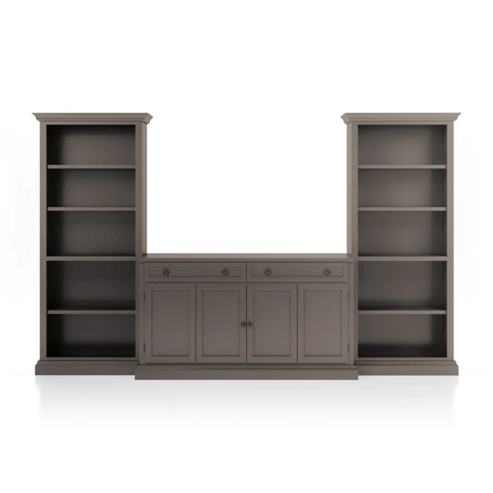 Cameo Grigio 3-Piece Entertainment Center with Open Bookcases