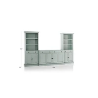 Cameo Blue Grey 3-Piece Entertainment Center with Storage Bookcases