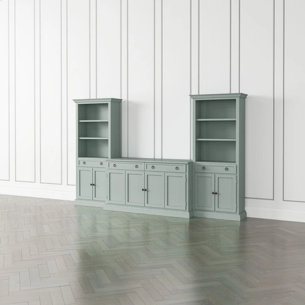 Cameo Blue Grey 3-Piece Entertainment Center with Storage Bookcases