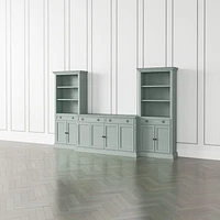 Cameo Blue Grey 3-Piece Entertainment Center with Storage Bookcases