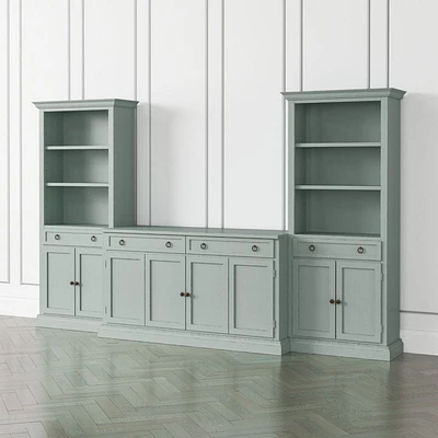 Cameo Blue Grey 3-Piece Entertainment Center with Storage Bookcases