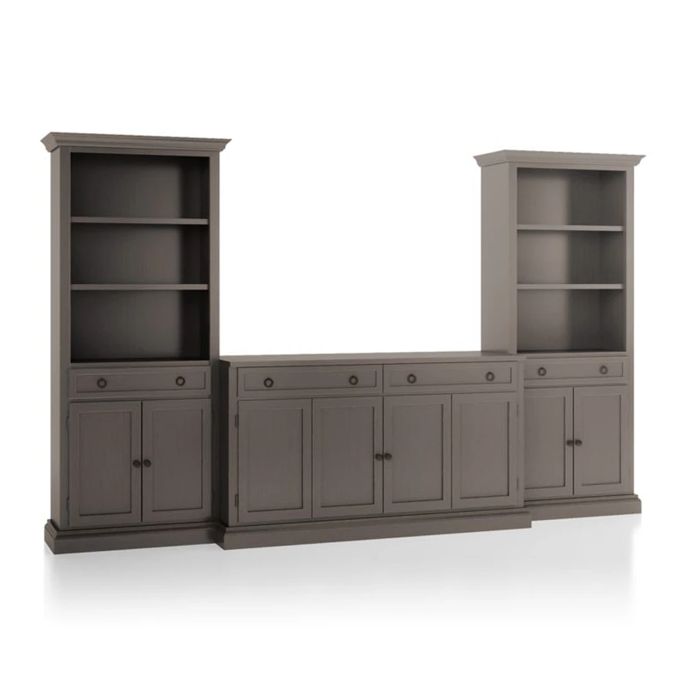 Cameo Grigio 3-Piece Entertainment Center with Storage Bookcases