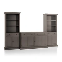 Cameo Grigio 3-Piece Entertainment Center with Storage Bookcases