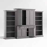 Cameo Dove Grey 4-Piece Entertainment Center with Open Bookcases
