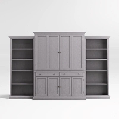 Cameo Dove Grey 4-Piece Entertainment Center with Open Bookcases