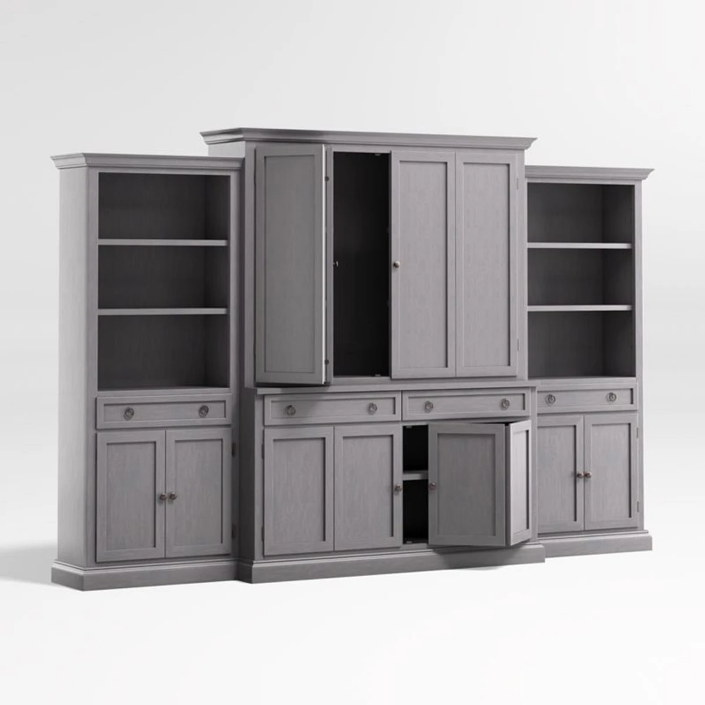 Cameo Dove Grey 4-Piece Entertainment Center with Storage Bookcases