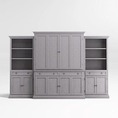 Cameo Dove Grey 4-Piece Entertainment Center with Storage Bookcases