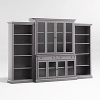 Cameo Dove Grey 4-Piece Glass Door Wall Unit with Open Bookcases