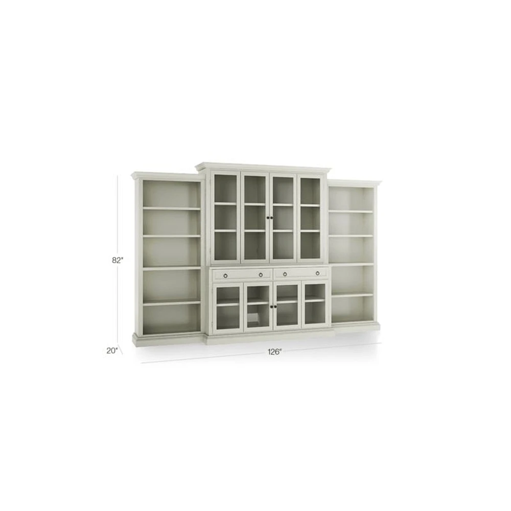 Cameo Vamelie 4-Piece Glass Door Wall Unit with Open Bookcase